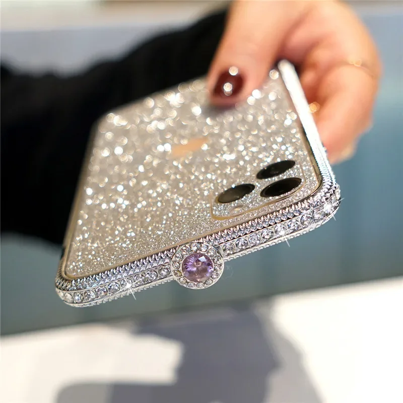 Capa de diamante para iphone 11 pro max xs max xr capa cristal glitter bling strass capa para iphone 6 6s 7 8 plus se 2020 funda