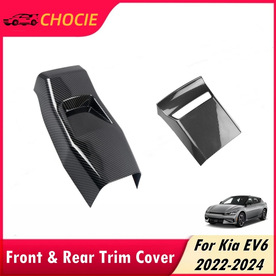 For Kia EV6 2022 2023 2024 ABS Front Center Console & Rear Vent Decoration Trim Cover Carbonfiber Pattern Protector EV6 Interior