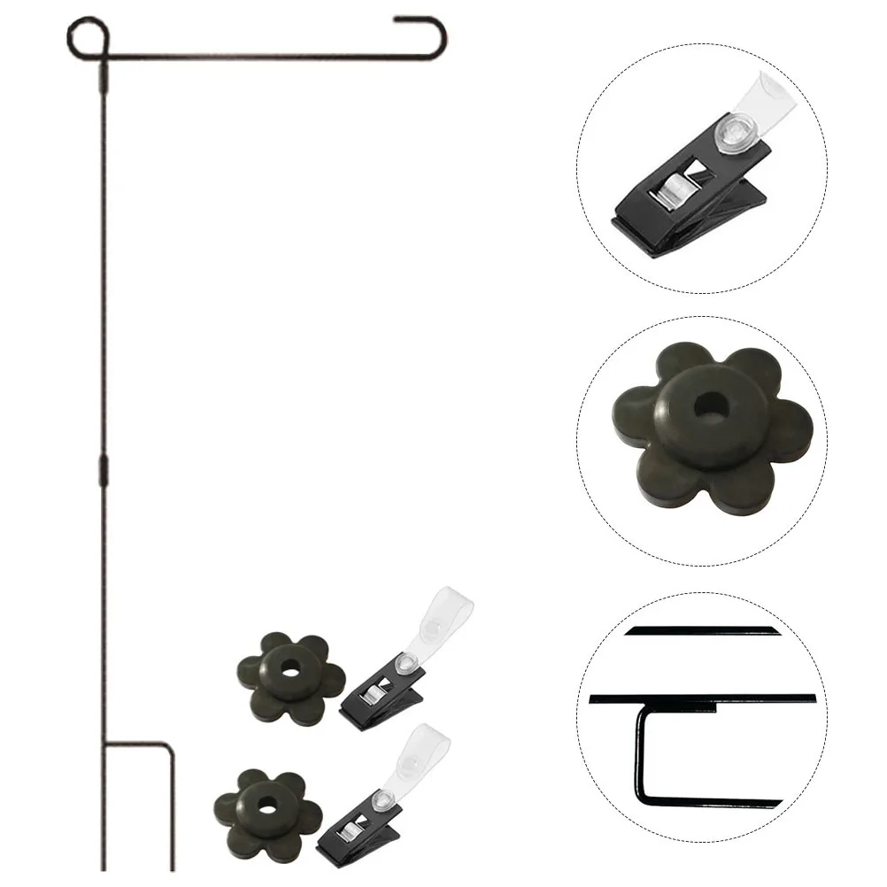 

1 Set Of Garden Clips Iron Heavy Duty Outdoor Yard Flag Holder For Halloween Flags Weather-Proof Lawn Flag
