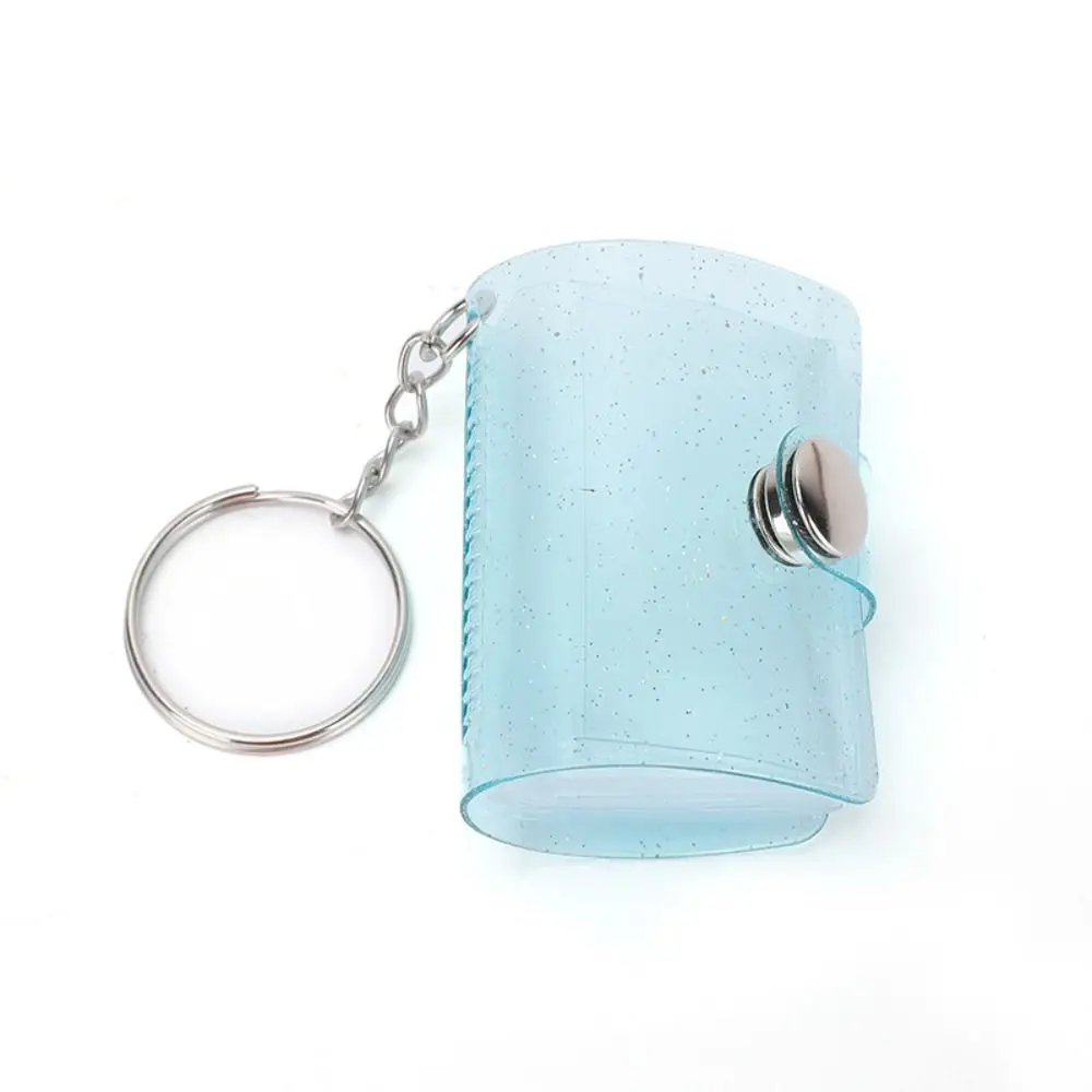 

With Keychain Mini Photo Album Simple Snap Button Design Storage Photo Card Holder DIY PVC Portable Pocket Album