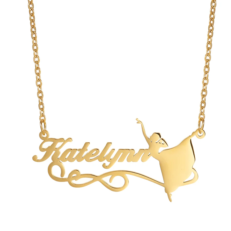 Romantic Girl Necklace Personalized Stainless Steel Name Chain with Dancing Girl Pendant Custom Fairy Style Necklaces for Women image 5