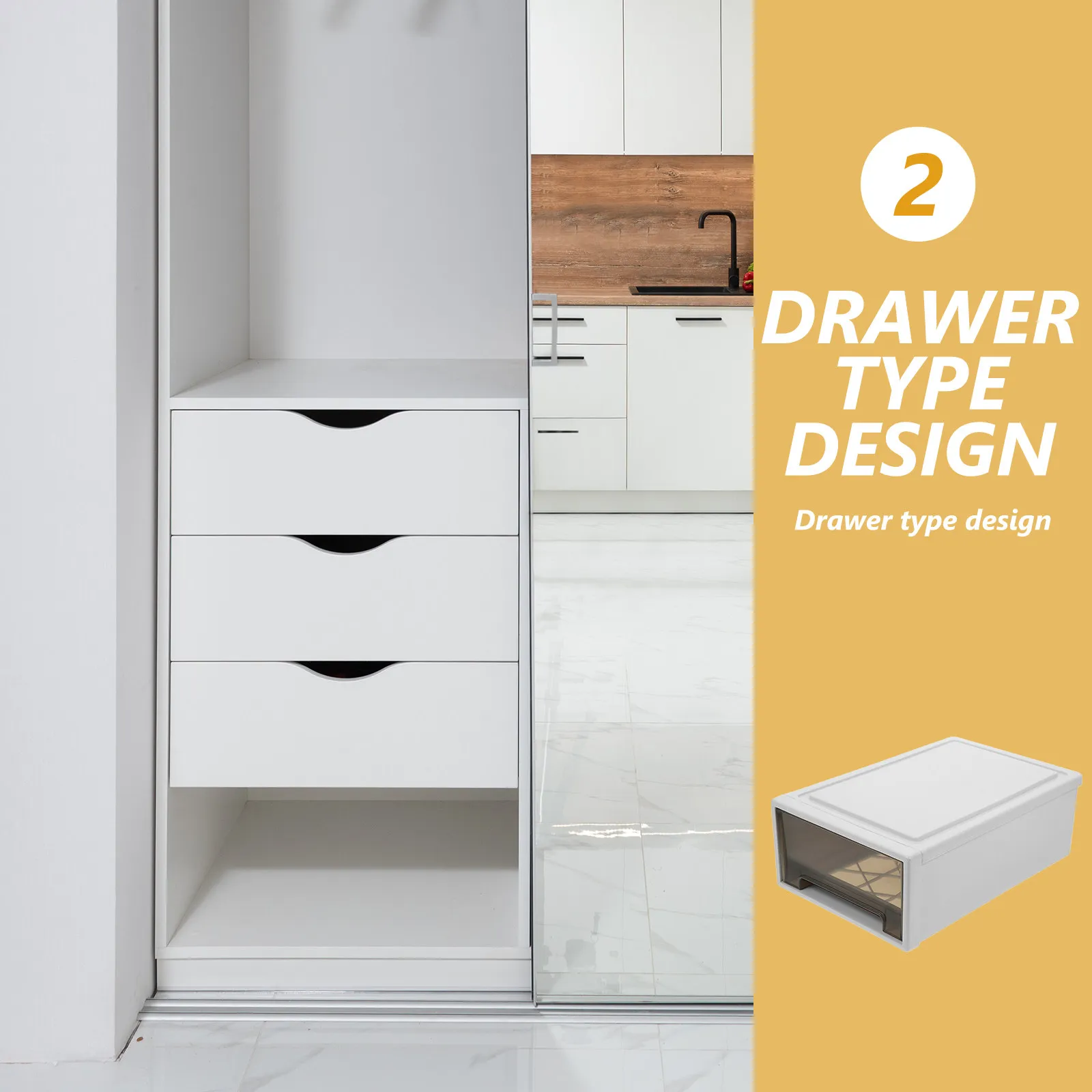 Plastic Storage Drawer for Clothes Large Capacity Stackable Design Transparent Window Closet Wardrobe Bathroom Study Organizer