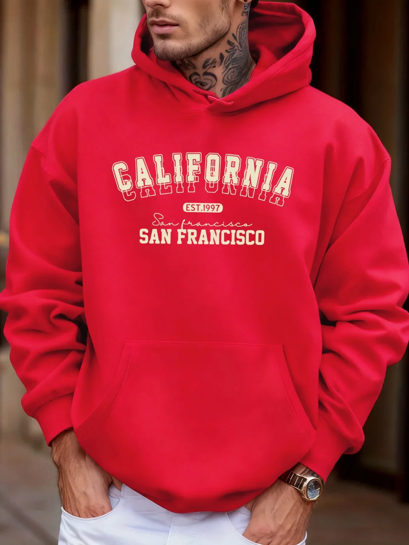 California San Francisco Est 1997, bedruckte, weiche, lockere Kapuzenpullover, Fleece, Herbst-Sportbekleidung, Herren-Sport-Jogging-Sweatshirts, bequeme Oberteile – Detail 6
