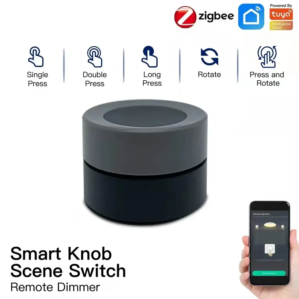 Tuya ZigBee Smart Knob Switch ruota la pressione Wireless Scene Switch Button Controller Smart Life APP Control Smart Home per Gateway