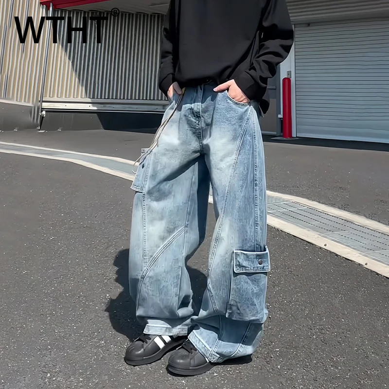 

Мужские джинсы WTHT в стиле пэчворк с градиентом, винтажные, в американском стиле, широкие, свободные, мужские, зима 2025, 2A2599