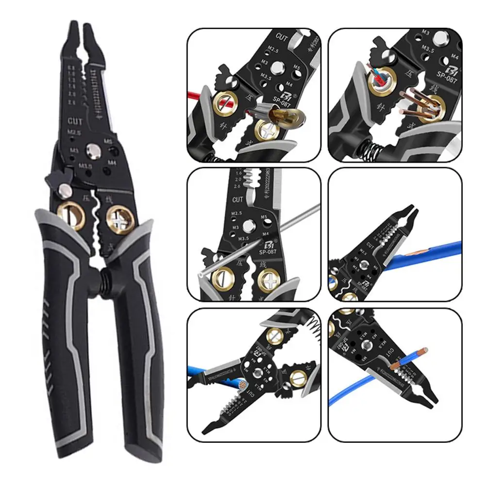 Professional Wire Stripper Tool 9 In 1 Multi-Function Wire Stripping,Cutting,Crimping Tool Cutter,Stripper,Crimper,Cable Wi J1O0