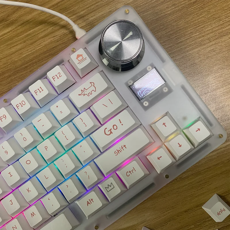 131 Keys Minimalist white Graffiti Keycaps Cherry Profile Keycap For Mechanical Gaming Keyboard DYE Sublimation PBT Keycap DIY