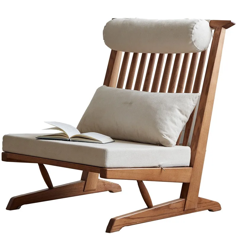 All solid wood sofa small apartment living room ash wood winter and summer single household balcony leisure chair