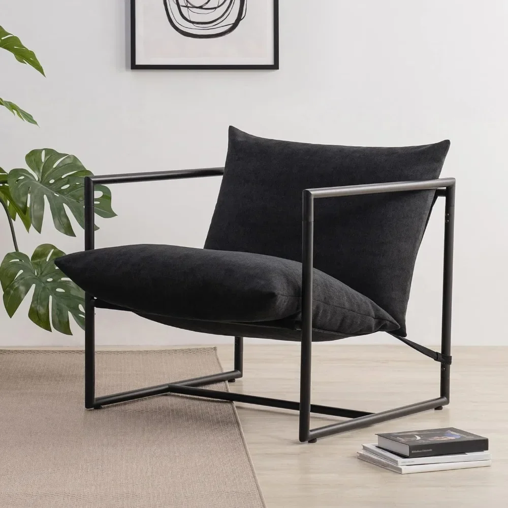 

Accent Chair / Metal Framed Armchair with Shredded Foam Cushioning, Black sillones modernos para sala