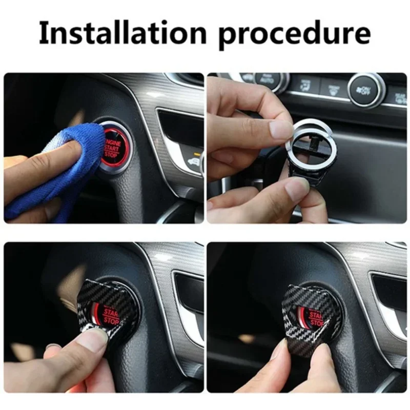 Car Engine Start Stop Switch Button Cover Decorative Auto Accessories Push Button Sticky Cover Car Interior Styling