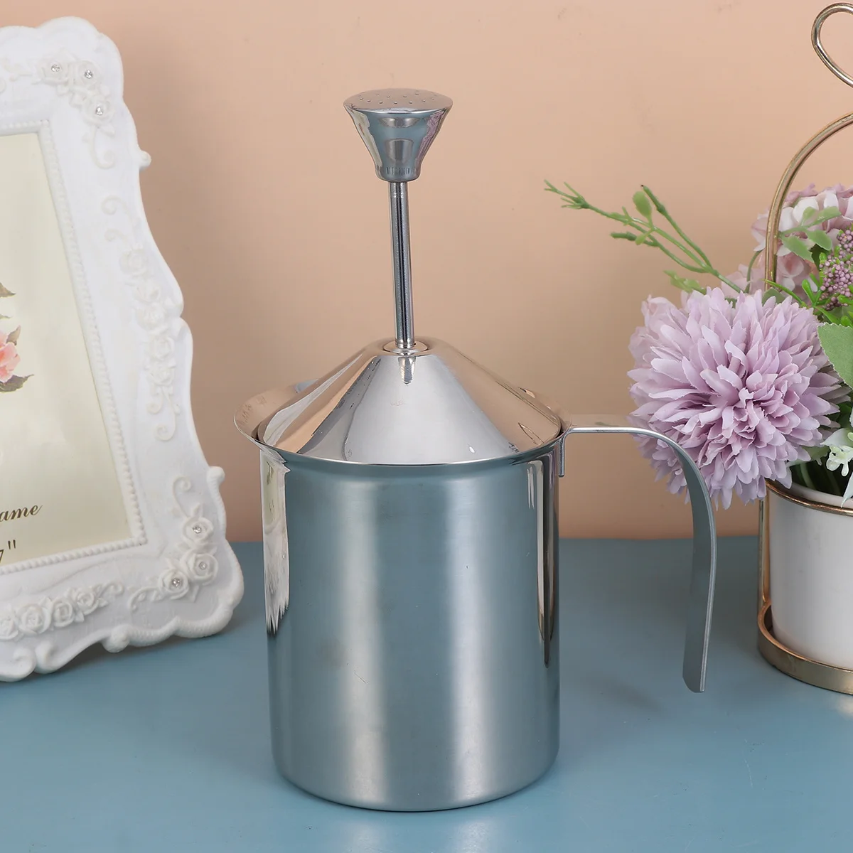 400Cc Rvs Koffie Melkopschuimer Dubbele Mesh Handleiding Handheld Werper Voor Cappuccino Latte Melk Waskolf Schuim Maker