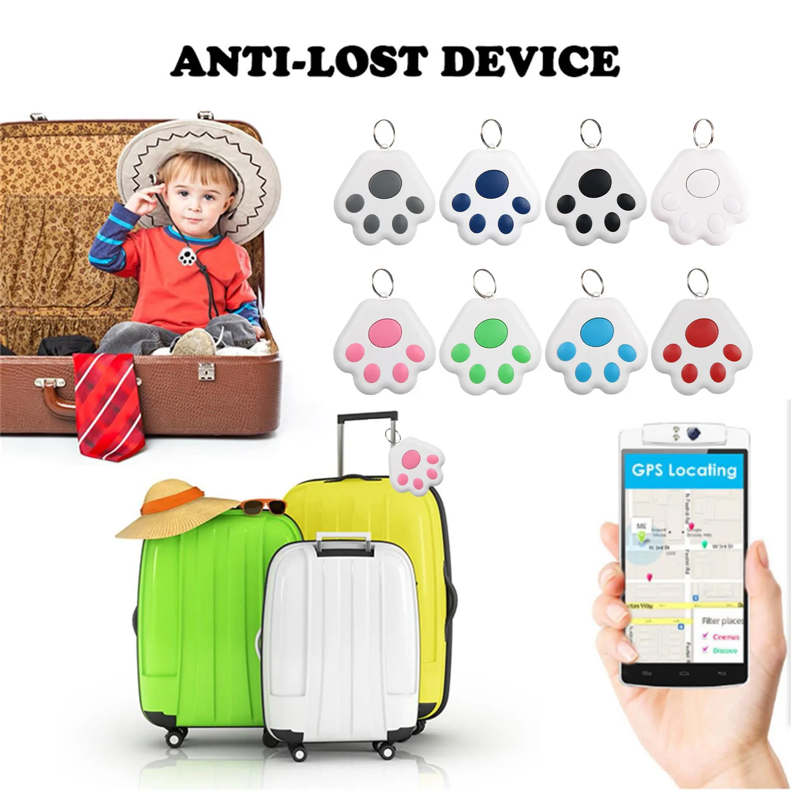 Mini GPS Locator Anti-Lost Device Alarm Wallet Keychain Smart Tag Bluetooth Tracer Keychain Pet Child Luggage Tracker Key Finder