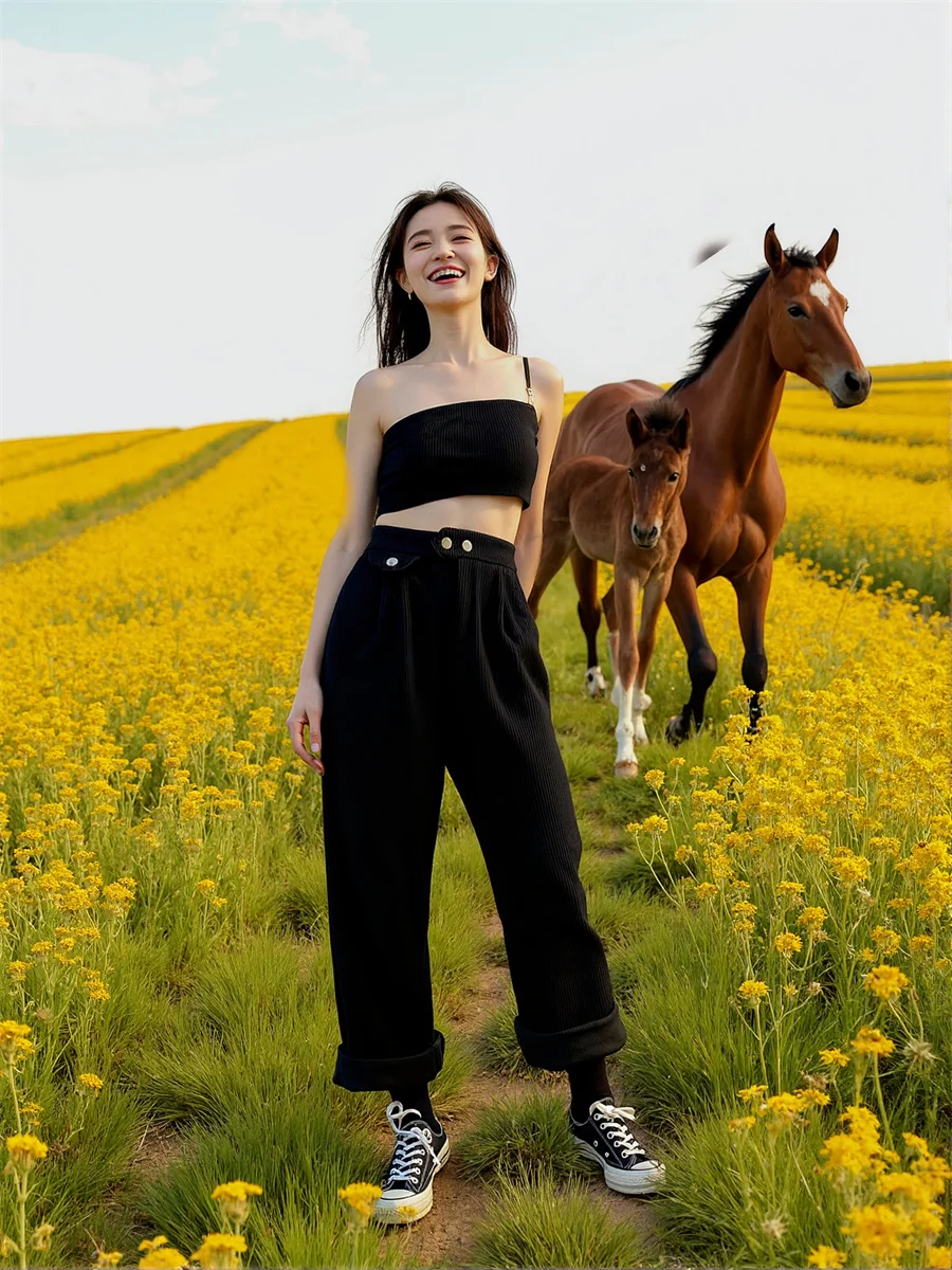 امرأة السراويل حجم كبير فضفاضة عالية الخصر خمر مستوحاة الرجعية موضة واسعة الساق عادية أنيقة مكتب سيدة ملابس العمل الكلاسيكية