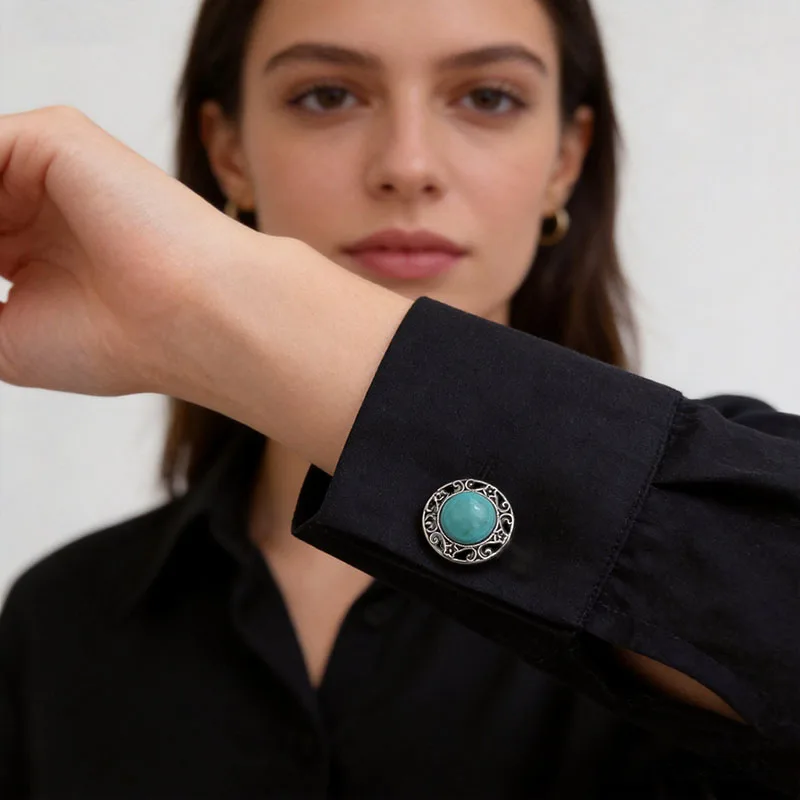 2 Pièces – Nouveaux Cache-Boutons Tendance de Haute Qualité Style Bohème Ethnique pour Vêtements DIY, Décoration de Boutons de Chemise et Manches
