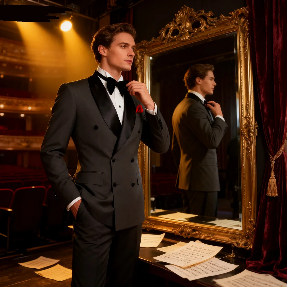 

Slim Fit Men's Tuxedo 2 Piece Set Shawl Lapel Double Breasted Jacket with Pants Best Man Wedding Groom Business Formal Wear