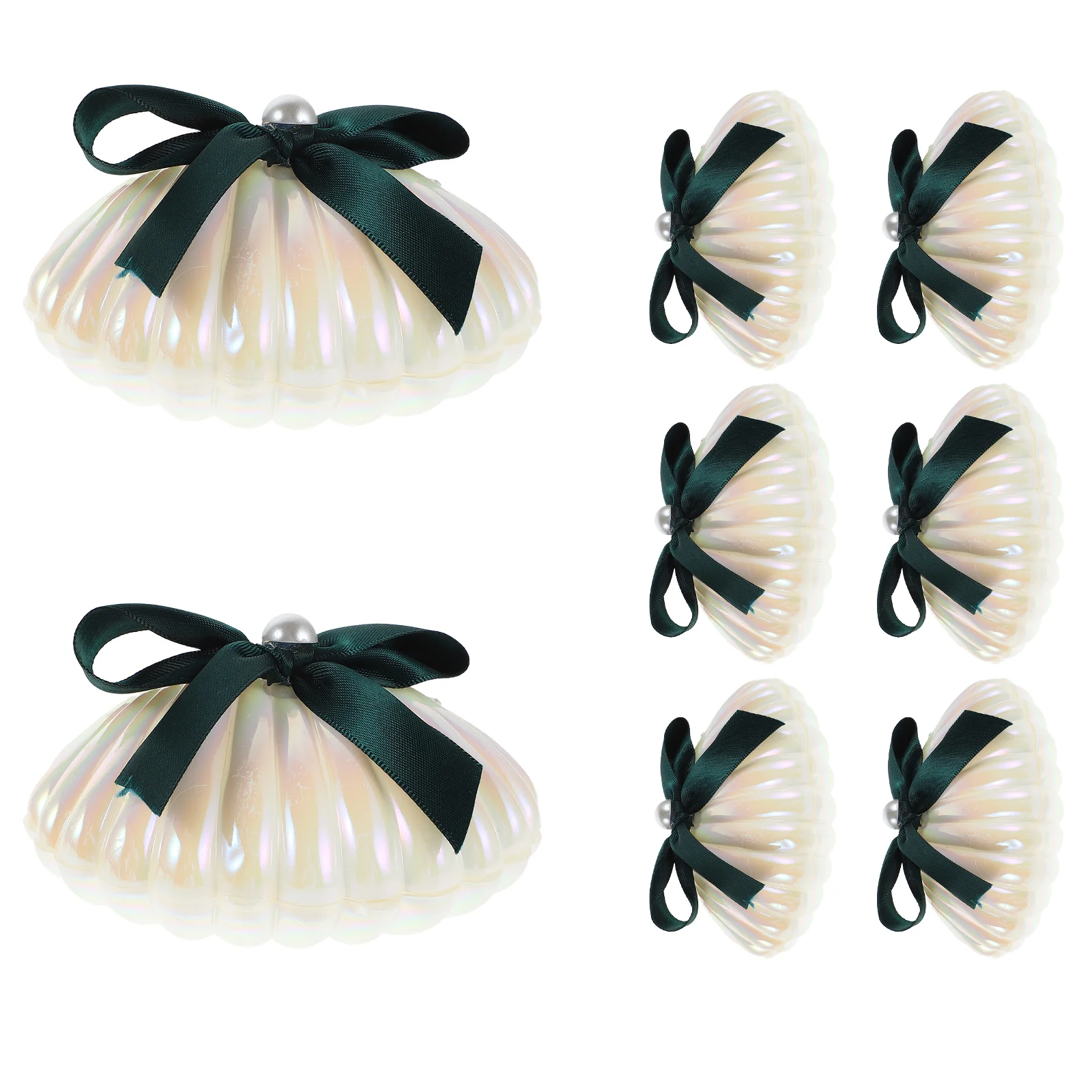 

8Pcs Seashell Candy Boxes Elegant Ribbon Wedding Favor Candy Holders Bridal Shower Engagement Party Small Treat Boxes