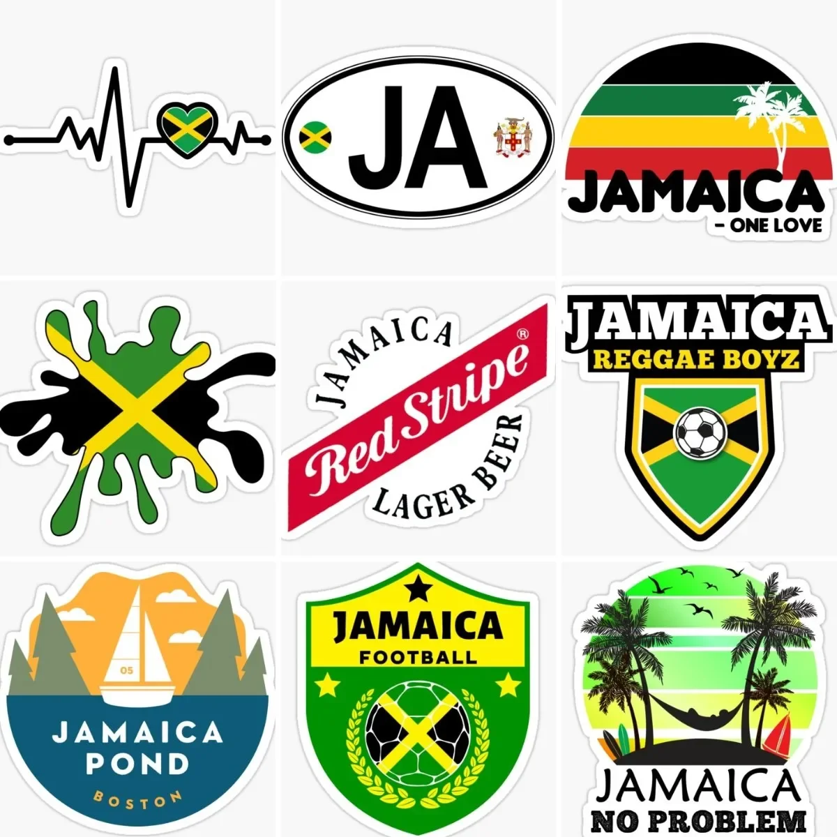 Jamaica JA Flag Map Emblem Creative Stickers Motorcycle Off Road Window Car Laptop Truck Wall Helmet Table PVC Decal Assecories