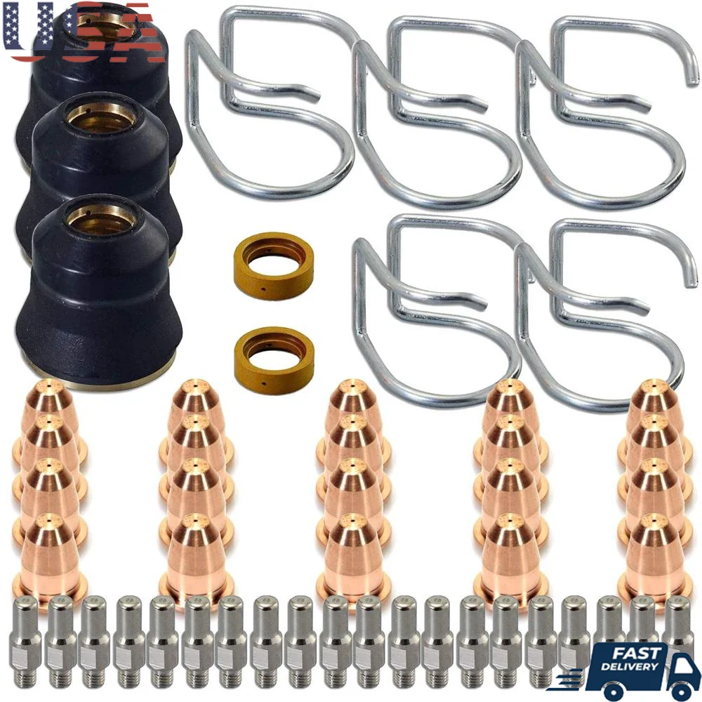 البلازما القاطع الشعلة S45 المواد الاستهلاكية عدة PR0010 PD0116-08 أقطاب كهربائية نصائح غطاء درع فاصل دليل دوامة شفرات حلقة 50 قطعة دائم