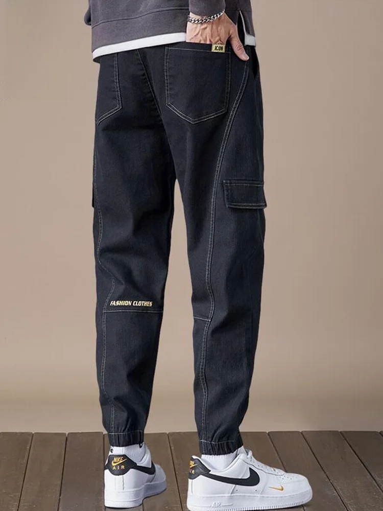 

Men's Casual Loose Fit Spring Workwear Pants Cuffed Spor Long Trousers Trendy Youthful Sle Cotton Polyester Blend