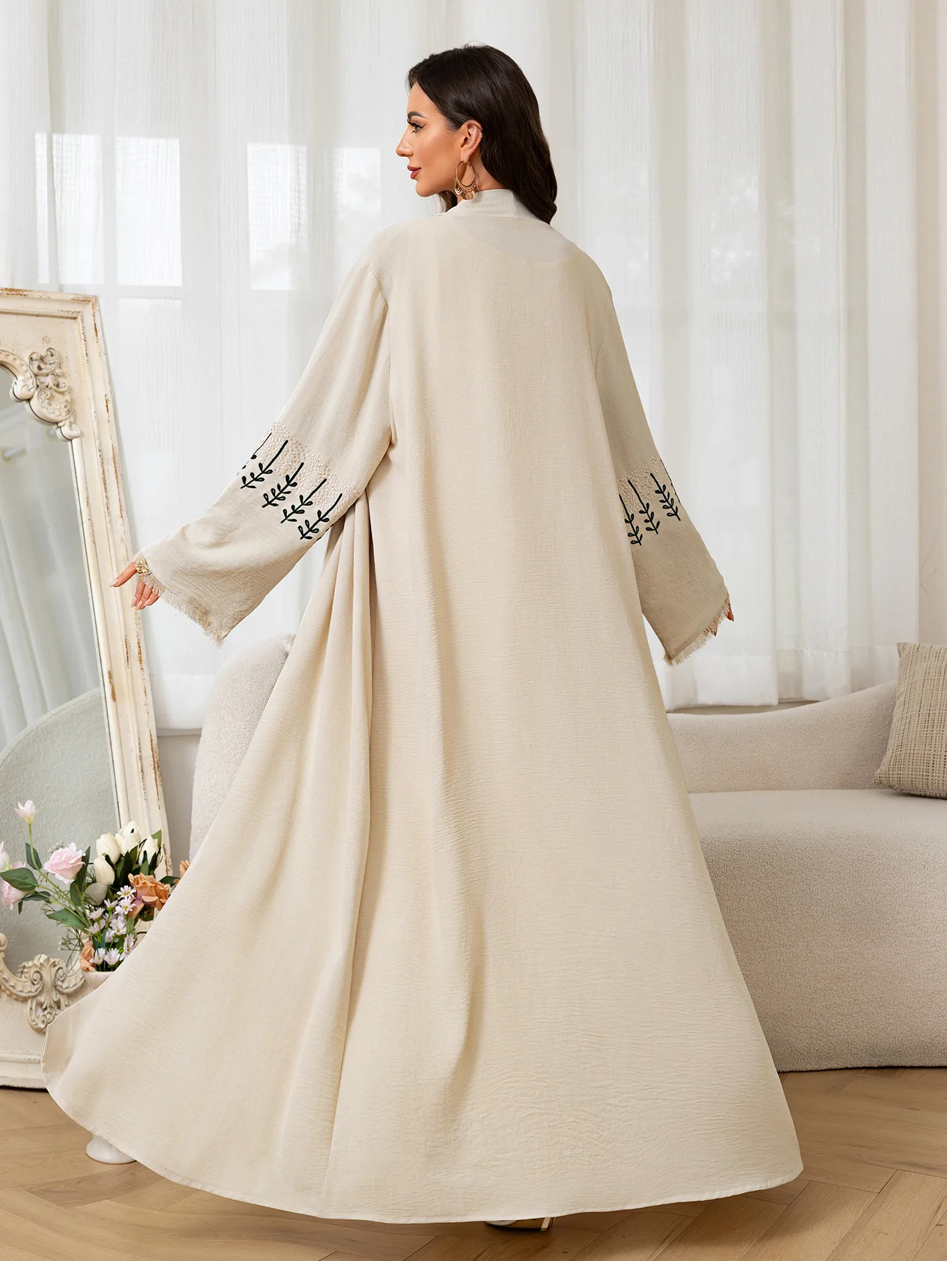 Eid musulman Abaya pour les femmes broderie à lacets Cardigan Abayas Ramadan marocain dubaï Jalabiya caftan robes arabe longue Robe 2025