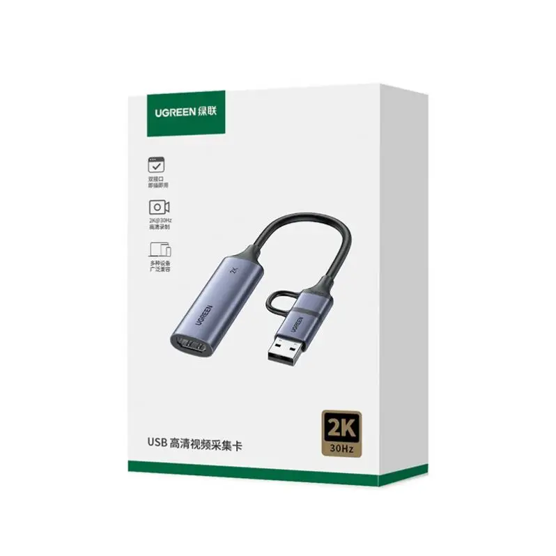 UGREEN Video Capture Card  to USB C Streaming Device 2K/30Hz Capture 4K Input Audio Game Recording