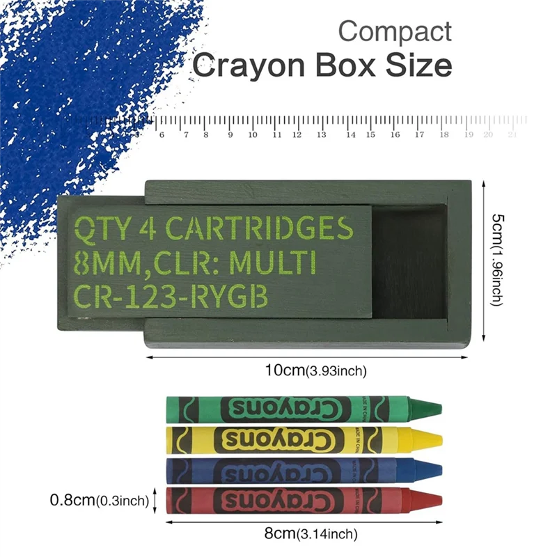 EDT-1PCS Funny Tactical Crayon Case,Crayons Party Favors Funny Edible Crayons For Marines Gifts, With 4 Mini Crayon For Kids