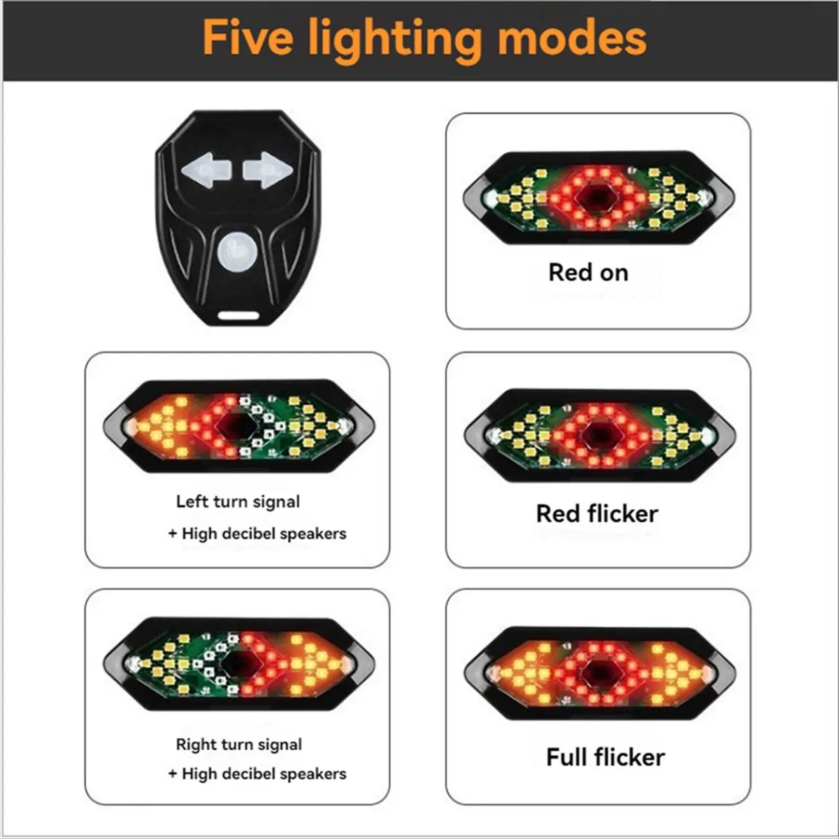 A60P Wireless Remote Control Taillight for Electric Scooter Rear Light with Turn Signal Waterproof Lamp Accessory