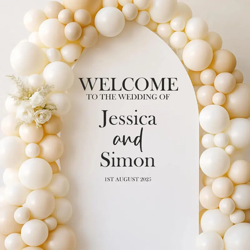 Personalised Wedding Sticker for Sailboard, Balloon Arch, Mirror, Sign, Vinyl Customizable Wedding Name and Date Decals Q147