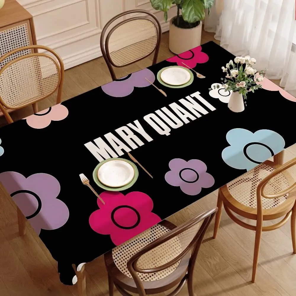 Fashion M-Mary-Q-Quant Table Stain Resistant Decorative Washable Polyester Tablecloths for Dining Table Parties and Wedding