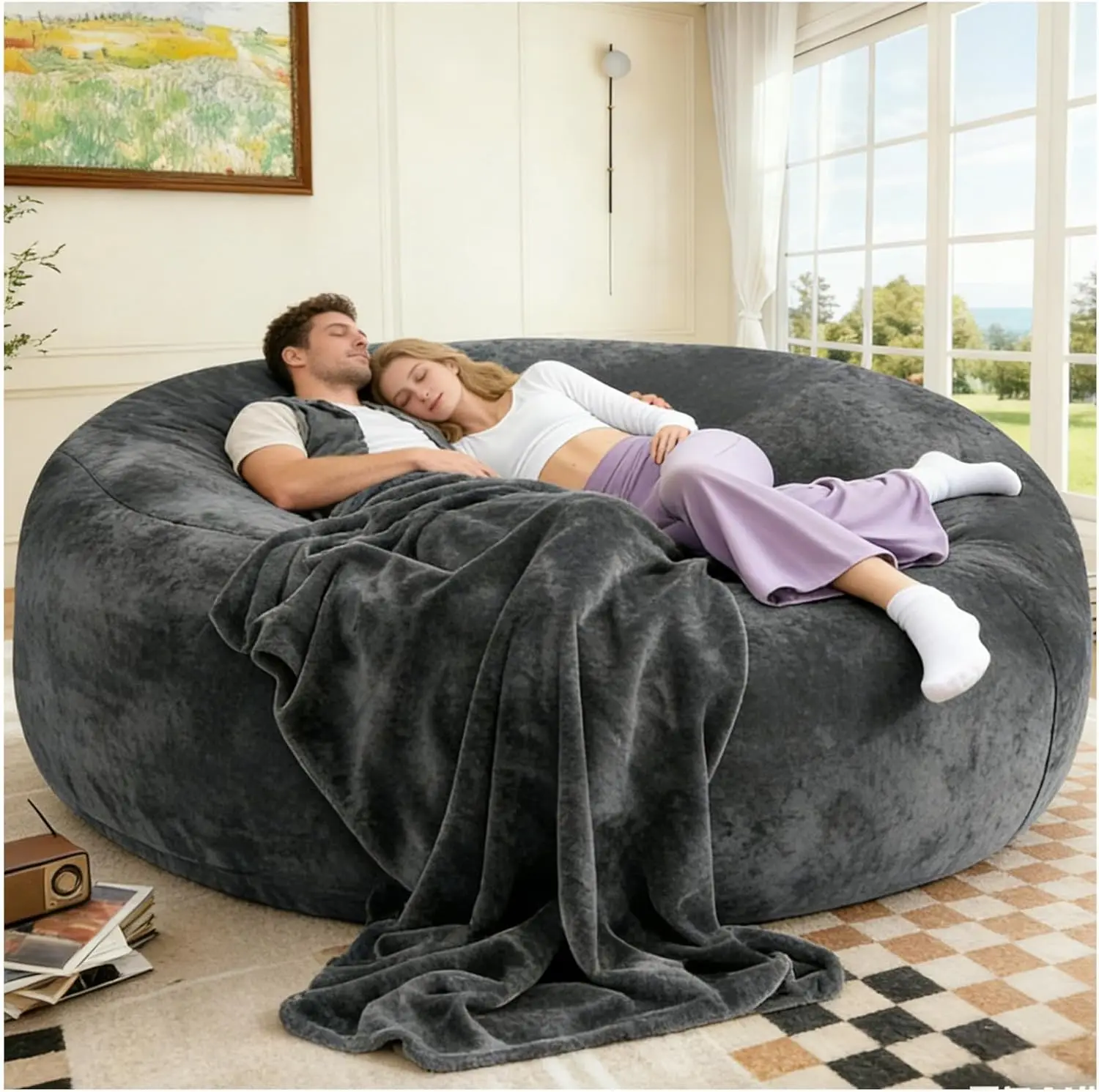 6FT Memory Foam Bean Bag Chair for Adults, Super Soft Plush Cover, Removable & Washable, Perfect for Living Room or Bedroom