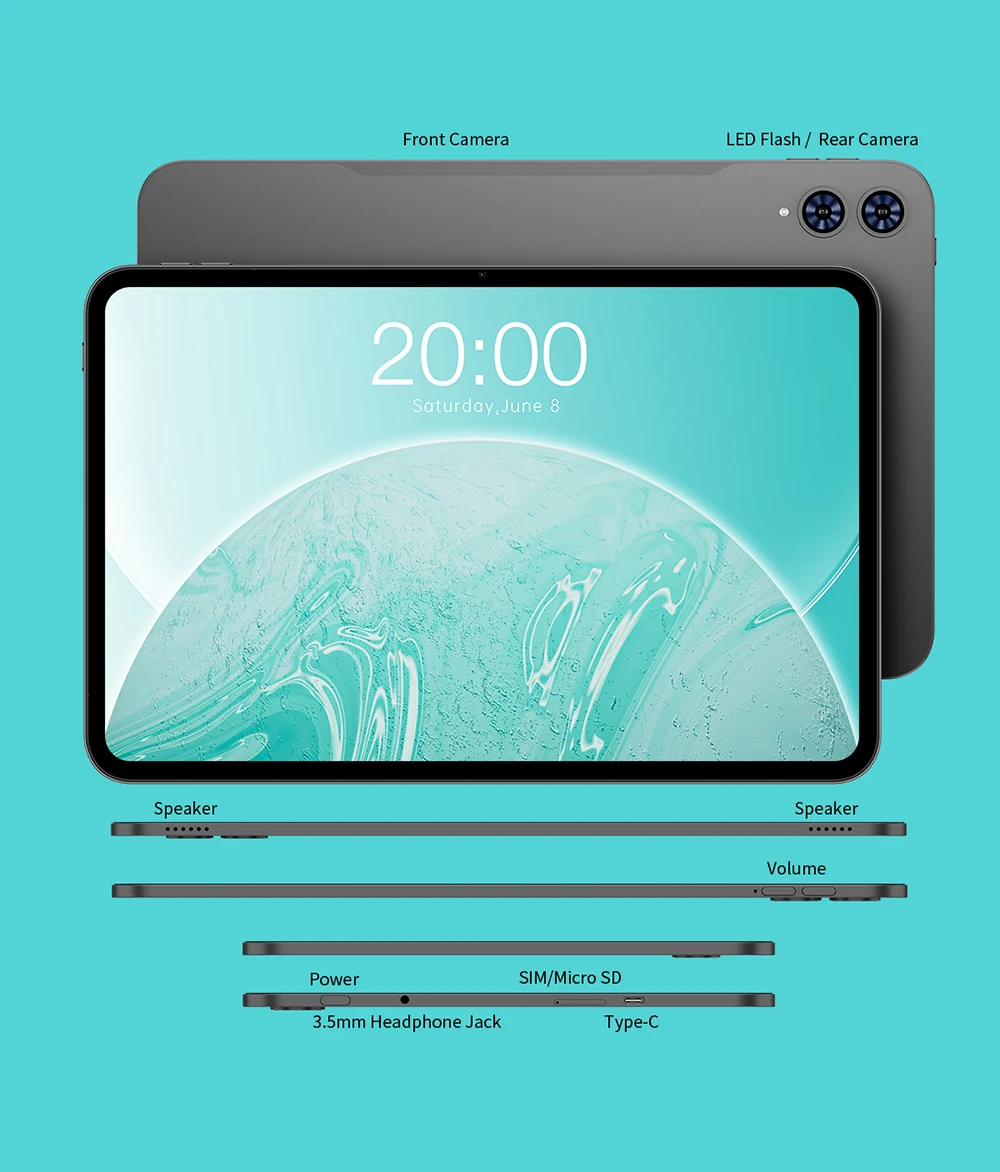 Odea A13 Tablets PC 13.4 inch 8GB RAM(+12GB Virtual) 128GB ROM FHD 8000mAh Unisoc T7280 Octa-Core Android 15 4G LTE
