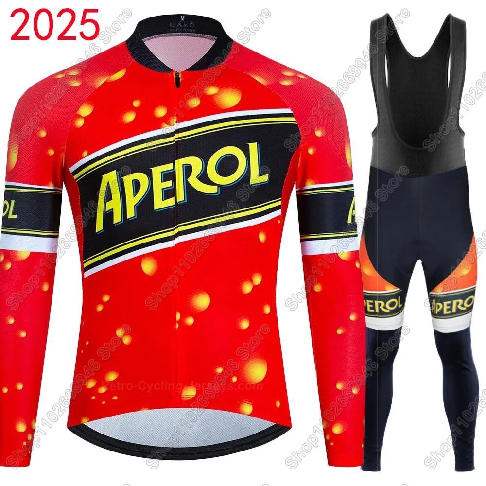 

Комплект велосипедного трикотажа Aperol-Spritz 2025 года, пивная итальянская одежда, костюм, мужские брюки с длинными рукавами для горного велосипеда, шоссейные брюки, нагрудник, Ropa Ciclismo