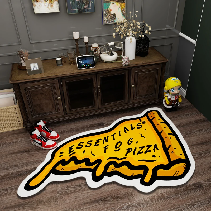 

VIKAMA American Streetwear Brand Irregularly Shaped Pizza Carpet, Bedroom Bedside Decorative Floor Mat, Home Decoration