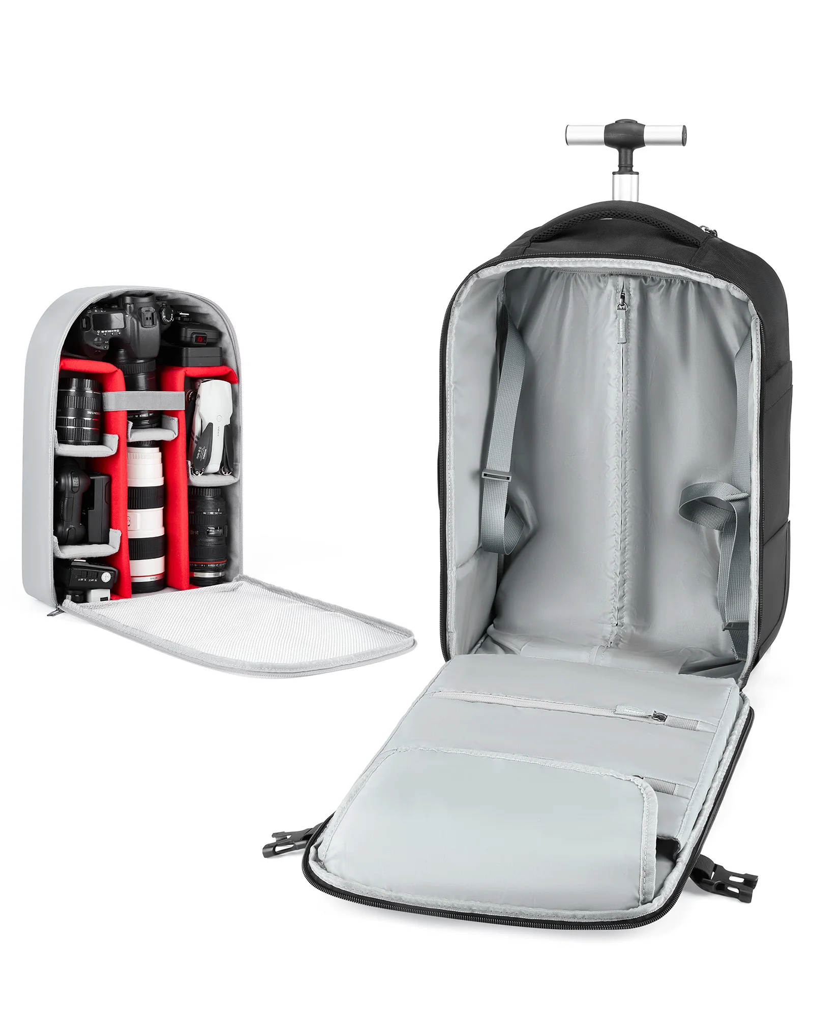BAGSMART Torba na aparat na kółkach Plecak fotograficzny na lustrzankę cyfrową Profesjonalne torby fotograficzne na kółkach Fotograficzna walizka podróżna na kółkach — zdjęcie produktu 6