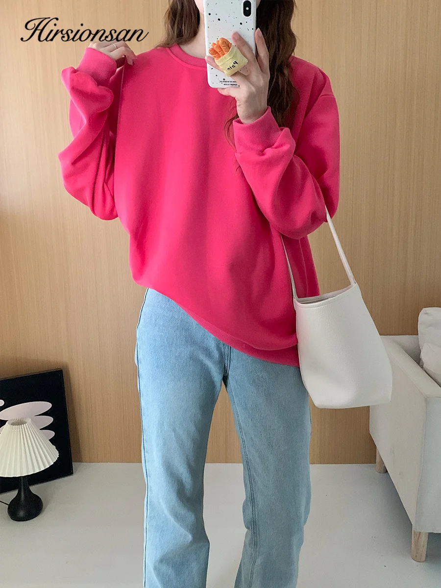 

Hirsionsan однотонный тонкий бархатный свитшот с круглым вырезом, женский осенний свитшот 202, Новое поступление