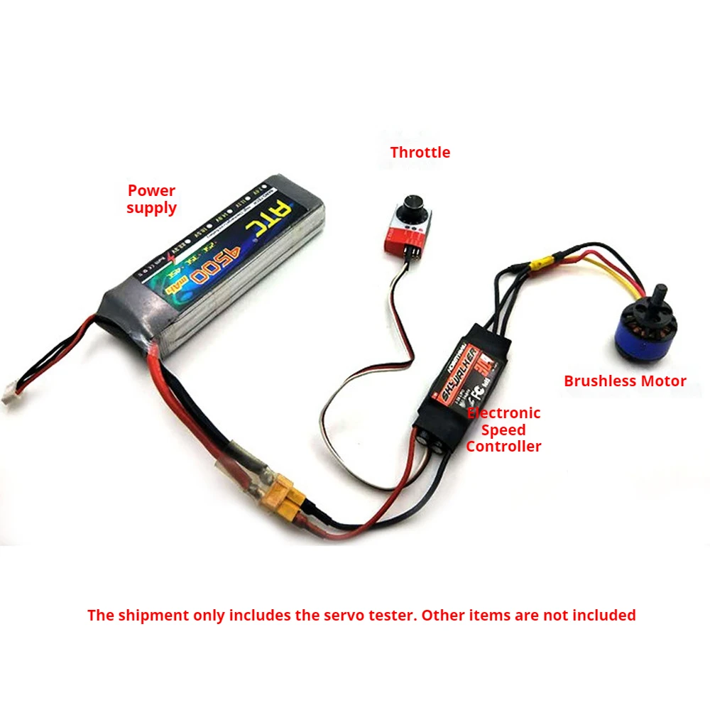 

RC Servo Tester 4.8V-6V Compact ESC Speed Controller Manual Automatic Dual Mode for Brushless Motor Ducted Fan Model Aircraft