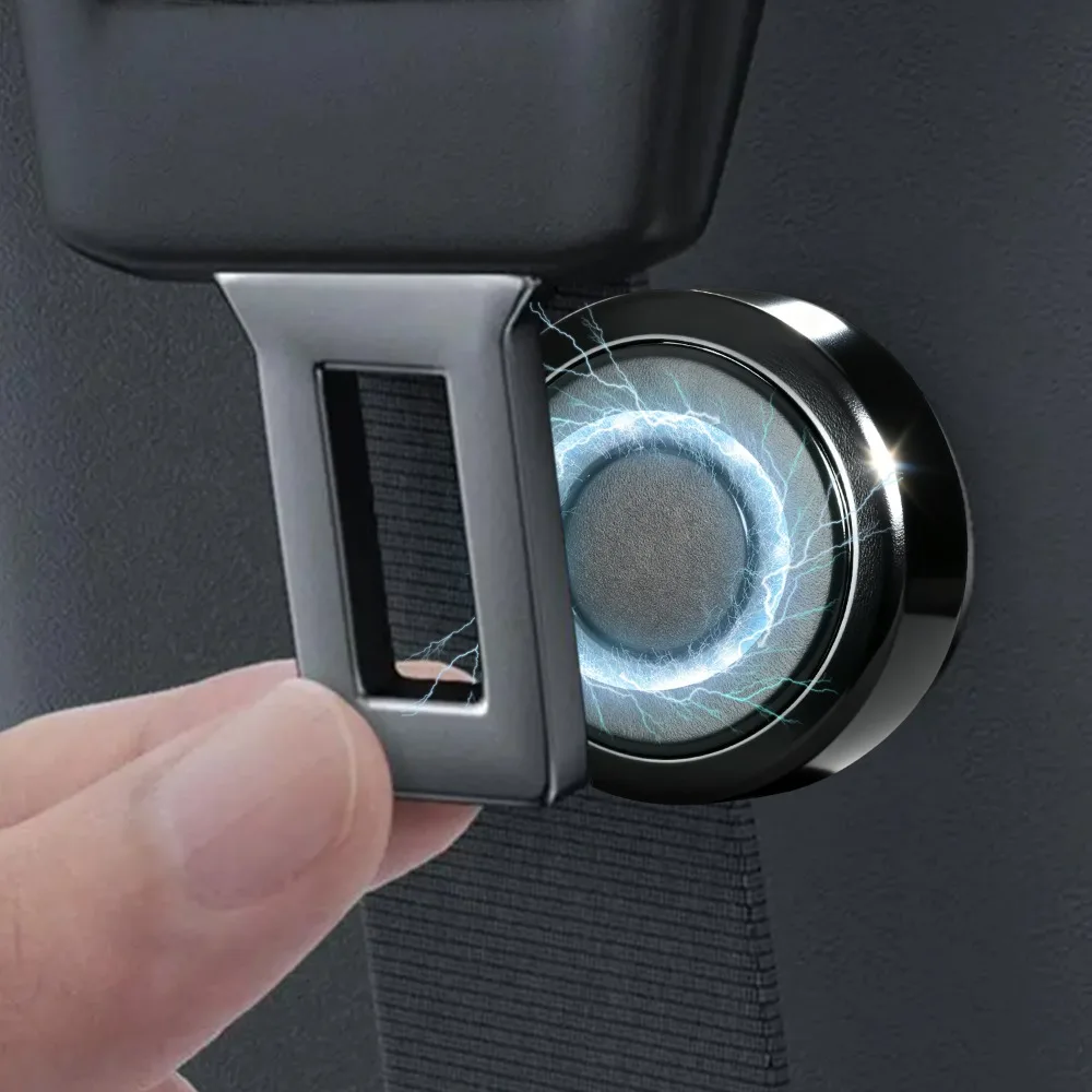 مقعد السيارة حزام كليب حامل مغناطيسي سدادة أسود ABS حزام الأمان مشبك مكافحة الضوضاء المثبت العالمي اكسسوارات السيارات الداخلية #2