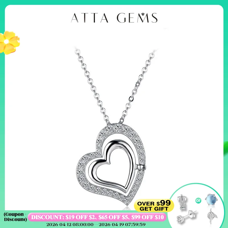 

ATTAGEMS ювелирные изделия из стерлингового серебра 925 пробы D Цвет VVS1 четкость Муассанит бриллиант сердце кулон ожерелье с мерцающим муассанитом