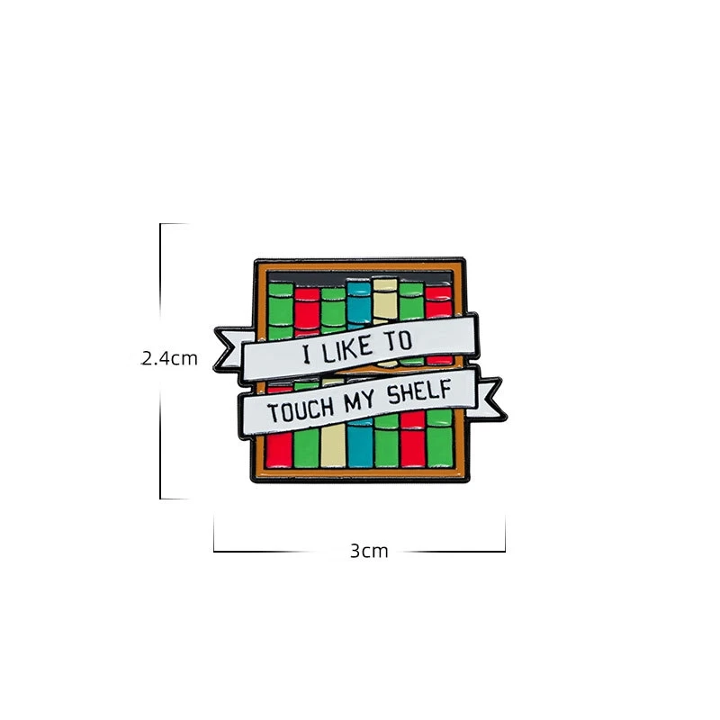 Cute Cartoon Bookshelf Enamel Brooch Creative English Letter Short Sentences Lapel Pin Badge Backpack Clothing Hat Accessories