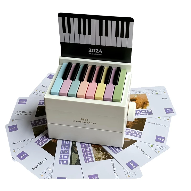 

Playable Piano-Piano Calendar,Playable Piano Desk Calendar 2024, 3D Memo Pad Time Piece Calendar