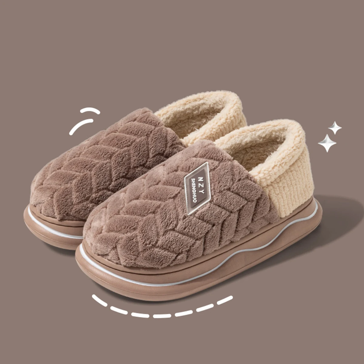 Winter Home Slippers for Women Warm Thick Sole Non Slip Indoor Slippers for Men Fluffy Bedroom Slippers for Unisex