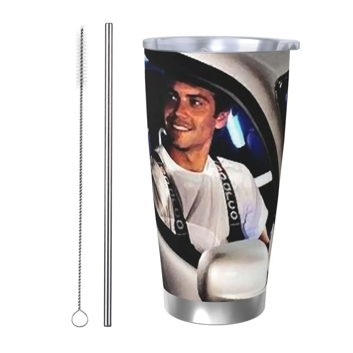 Paul Walker Fast And Furious Stainless Steel Tumbler Vacuum Insulated Mugs Thermal Cold Cup Straws With Lid 20oz