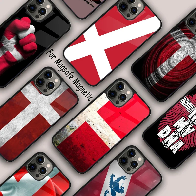 Denmark Flag Phone Magnetic Phone Case For APPLE iPhone 16 14 13 12 11 Pro Max 15 Plus Wireless Charge With MagSafe Cover