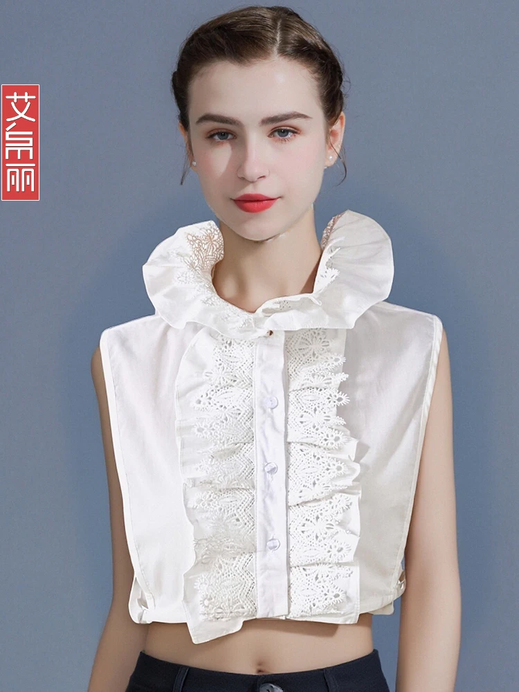 コットンレース襟-レディース-秋冬-多用途-irt-スタンドカラー-花飾りセーター襟-コートスレ-フェイクc