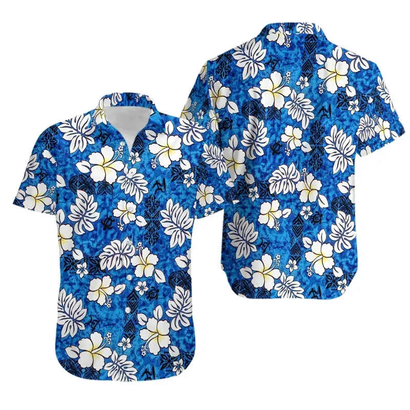 Loose Hibiscus Men\'s Shirt Short Sleeved Floral Beach Hawaiian Shirts Popular Bright Quick Dry Tops Customized Avatar Clothes