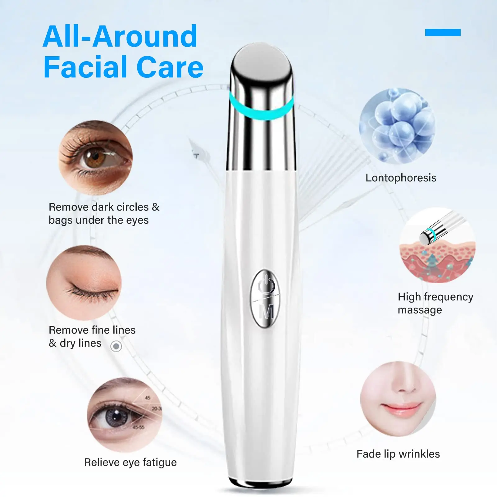 IPL Eye Massager Device Vibration Heated Facia Beauty Wand Lighten Dark Circles Eye Bags Puffiness Anti Wrinkle Skin Care Tool