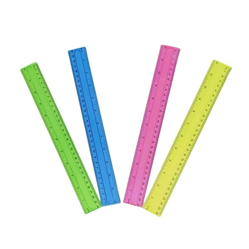 4pcs 12 polegadas réguas transparentes réguas desenho matemática com polegadas escala centímetros