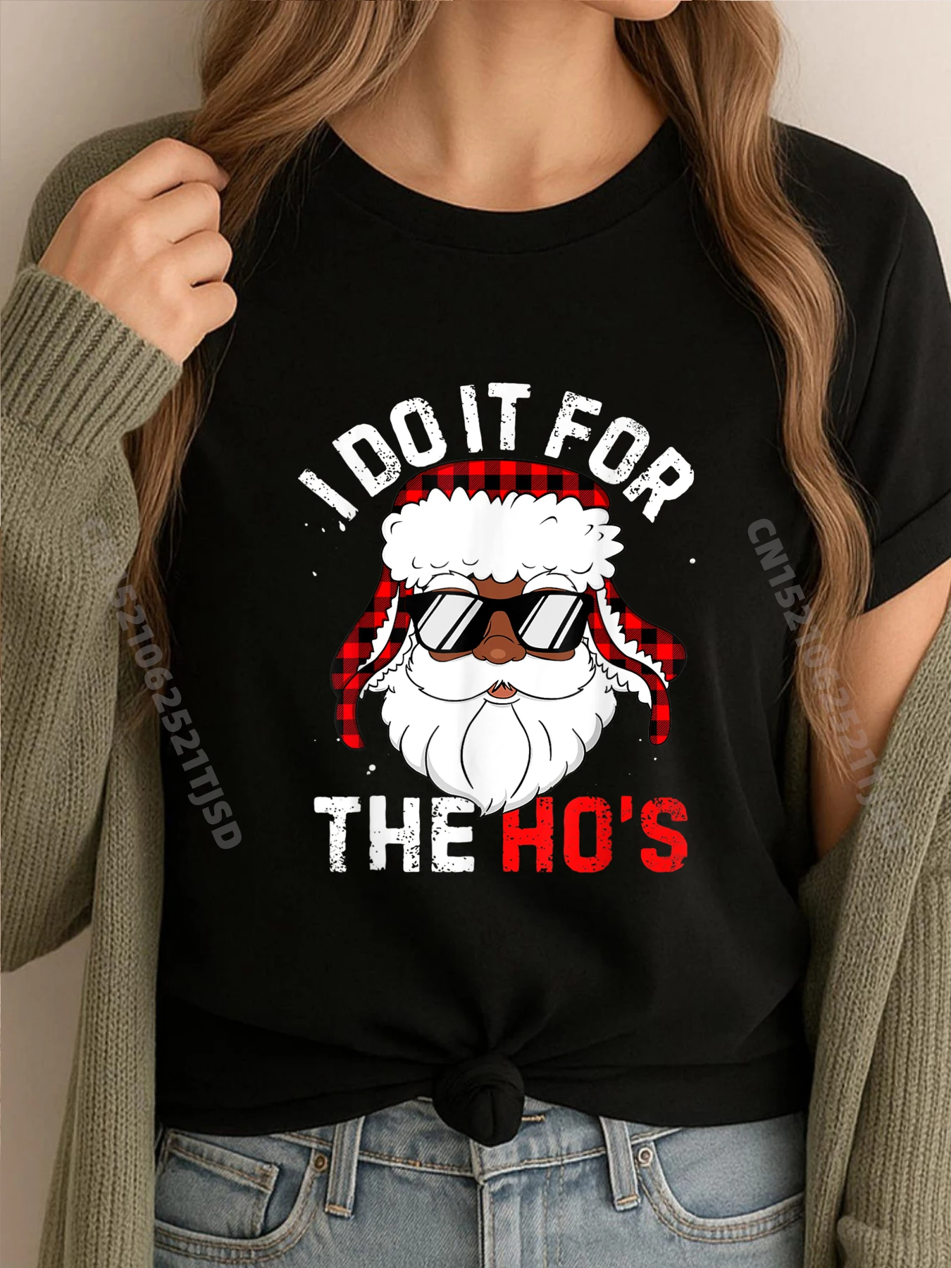 

Роскошная футболка I Do It For The Ho Santa Christmas Camisetas, потертая футболка для женщин