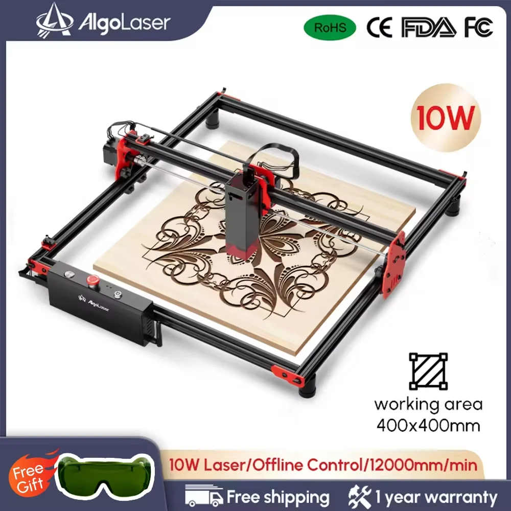 AlgoLaser DIY Kit Laser Engraver High Speed Engraving Cutting Machine Fixed-Focus Ultra-thin 5W/10W Laser Power 400*400mm Area