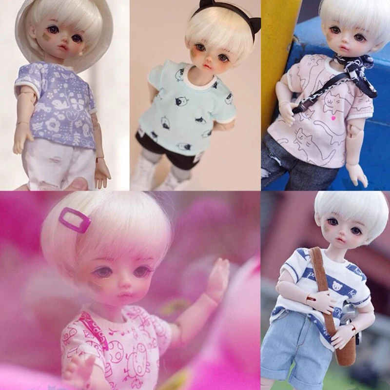 

Детская игрушка, BJD DD SD MSD 1/6 1/4, фото куклы, реквизит, одежда, милая Футболка с принтом и коротким рукавом, 1 шт.